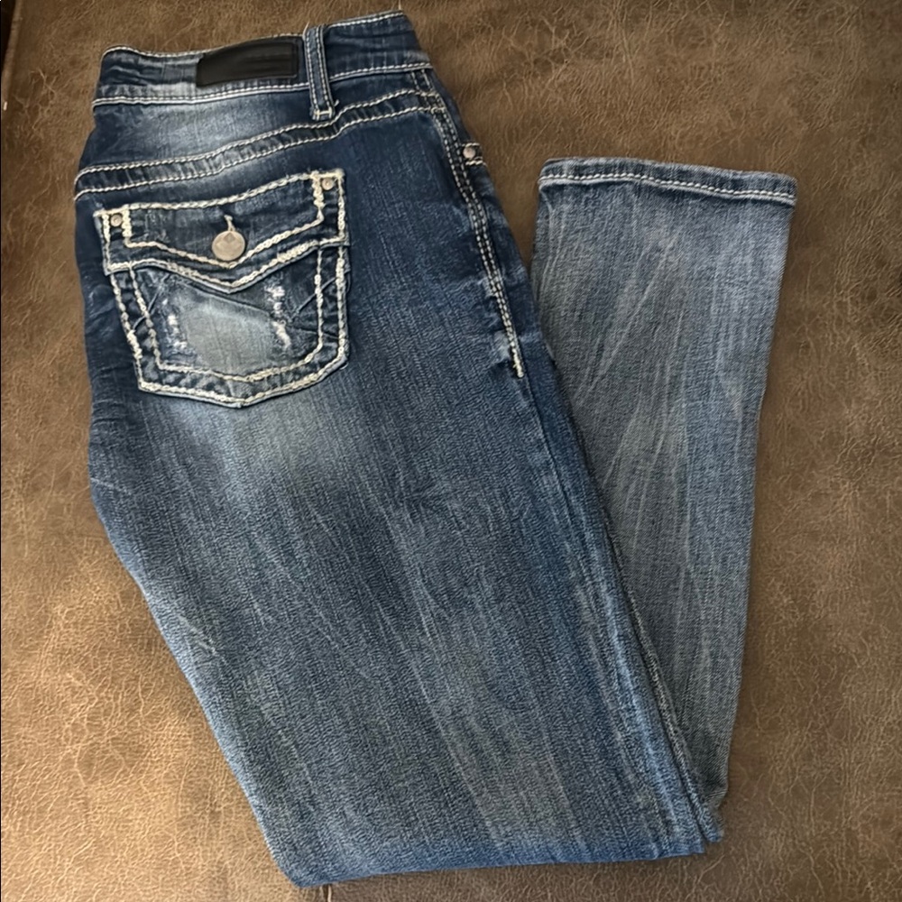 Daytrip Blue Straight Leg Jeans with Distinctive Stitching